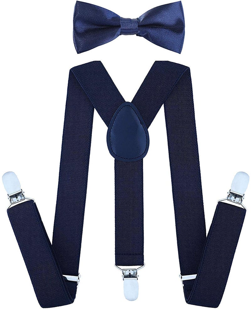 RR DESIGN Store طقم حمالات وبو tie للأطفال من 2 إلى 5 سنوات - أزرق داكن - Image 1