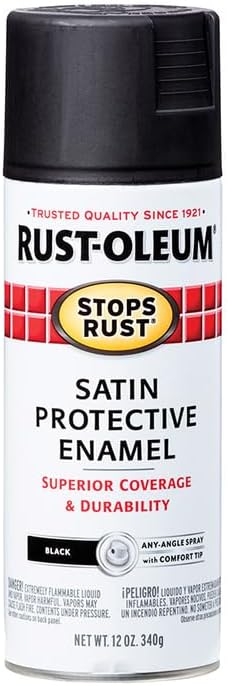 Rust-Oleum Satin Protective Enamel Spray Paint, 12-Ounce, Black - Image 4