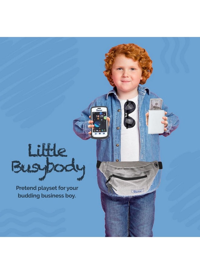Darice - Fanny Pack Phone Wallet Purse Set For Boys - Pretend Play Toy Money Wallet Set For Kids - Kids Fanny Pack Playset With Toy Wallet, Money, Keys, Credit Card, Phone, Glasses And More - Image 1