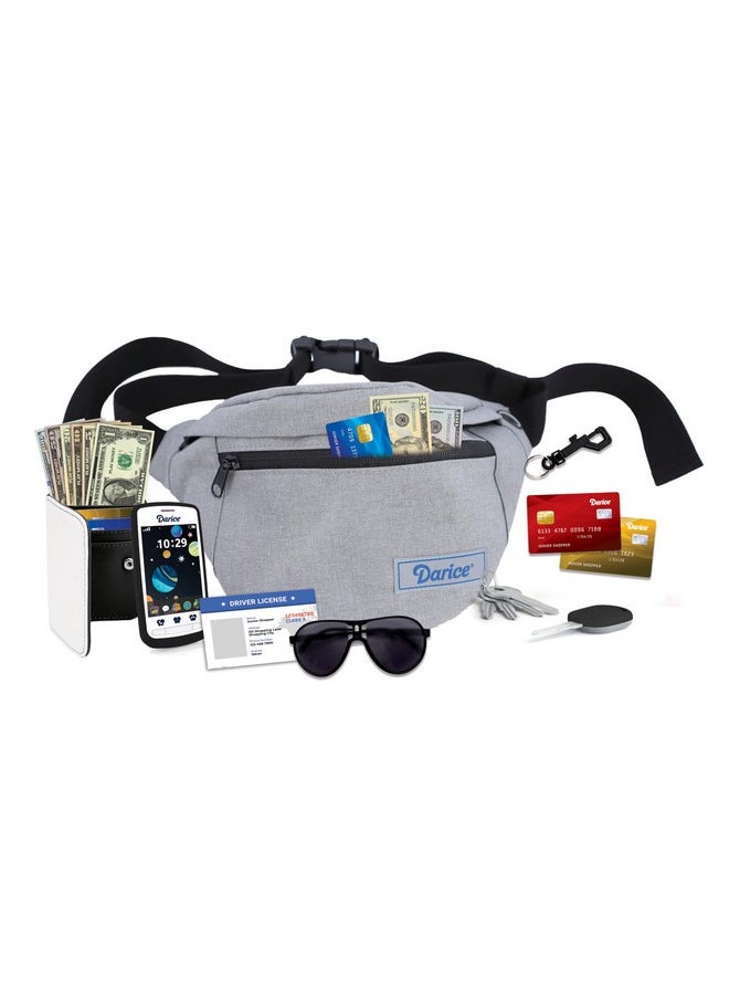 Darice - Fanny Pack Phone Wallet Purse Set For Boys - Pretend Play Toy Money Wallet Set For Kids - Kids Fanny Pack Playset With Toy Wallet, Money, Keys, Credit Card, Phone, Glasses And More - Image 1