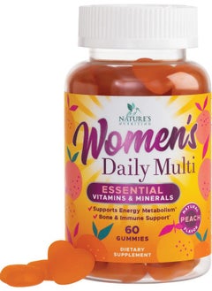 Nature's Nutrition Women's Complete Daily Multivitamin Gummies - Vitamin A, C, D, E, B6, B12, Biotin & Calcium - Immune Health & Energy Support - Peach Flavored Gummy Vitamins for Women, Non-GMO & Delicious - 60 Count  - Image 1