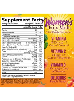 Nature's Nutrition Women's Complete Daily Multivitamin Gummies - Vitamin A, C, D, E, B6, B12, Biotin & Calcium - Immune Health & Energy Support - Peach Flavored Gummy Vitamins for Women, Non-GMO & Delicious - 60 Count  - Image 2