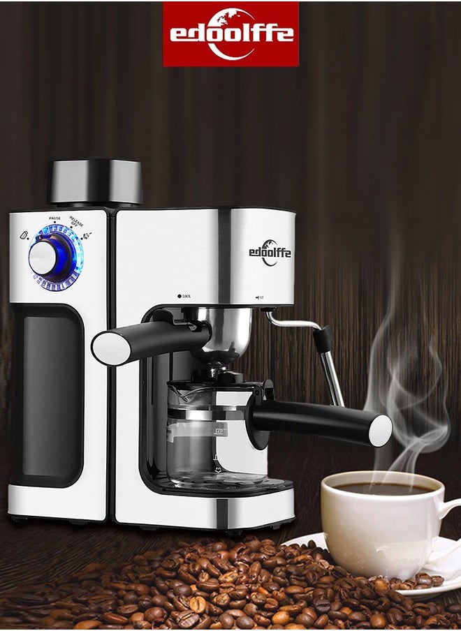 edoolffe - Edoolffe Espresso Machine 5Bar Pressure 800W Power with Stainless Steel Milk Foam Tube for Espresso/Latte/Iecd Coffee/Cappuccino/Con panna - Image 1