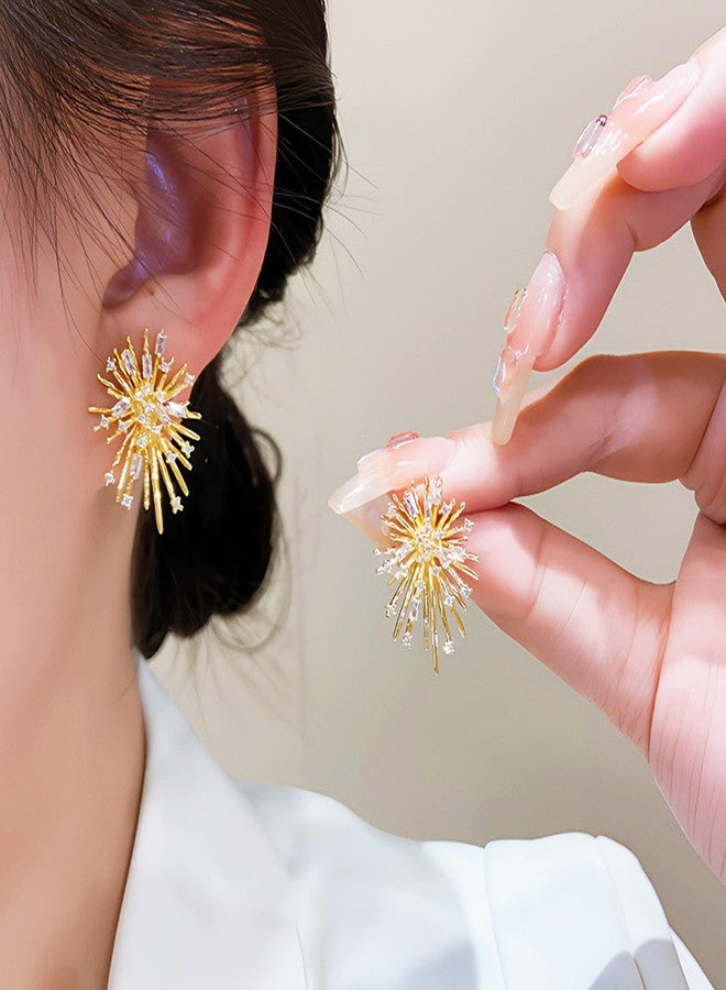 Dcfywl731 Starburst Earrings for Women Rhinestone Star Earrings Vintage Celestial Stud Earrings Jewelry for Women - Image 2