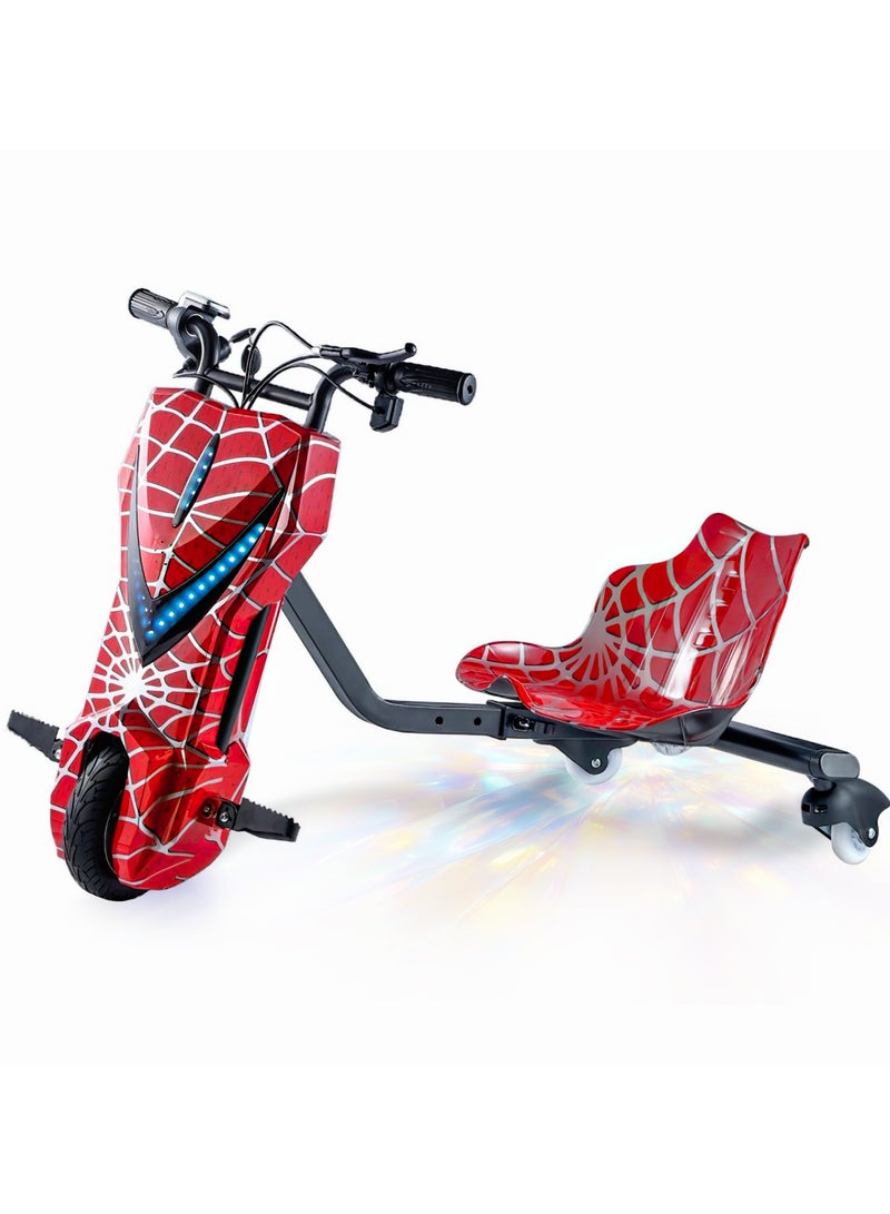 Favarey Electric Drift Scooter for Kids Electric Scooter with Bluetooth Music 3 Speed Modes LED Lights & Rear Wheel Light 50kg Load Capacity 15km/h  6.5-Inch Solid Tires - Ideal Electric Tricycle for Children(Red) - Image 1