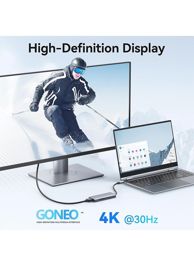 GONEO 7 in 1 USB C Hub Multiport Adapter,USB C Docking Station with 4K HDMI Port, 3 USB Ports,SD/TF Card Reader,USB C Dongle for Dell/MacBook Pro/MacBook Air/HP XPS/Lenovo Laptops  - Image 3