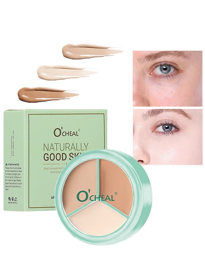 OCHEAL Aritistic Tri-Color Concealer, Tri Color Concealer for Dark Spots Acne Marks Dark Circles Dullness Cover Dark Blemishes Toning and Shadin Hydrating Moist and Moisturizing 3 in 1 Color Concealer - Image 1