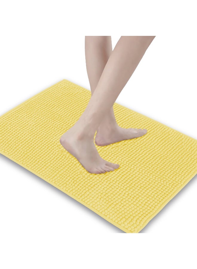 Lavish Touch Set of 2 Chenille 50 x 80 cms Non Slip Extra Soft Floor Rugs yellow - Image 2