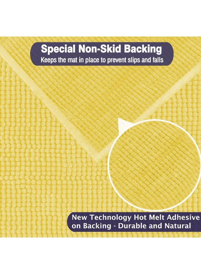 Lavish Touch Set of 2 Chenille 50 x 80 cms Non Slip Extra Soft Floor Rugs yellow - Image 5