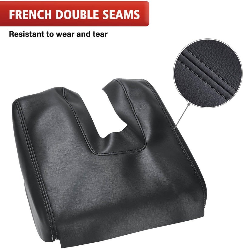 KBH Car Center Console Cover Replacement for Toyota Tundra 2014 2015 2016 2017 2018 2019 2020 2021, Vinyl Leather Armrest Uhpholstery, Anti-Scratch, Black (Leather Part Only) - Image 2