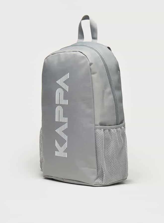 Kappa Kappa Logo Print Backpack with Adjustable Shoulder Straps