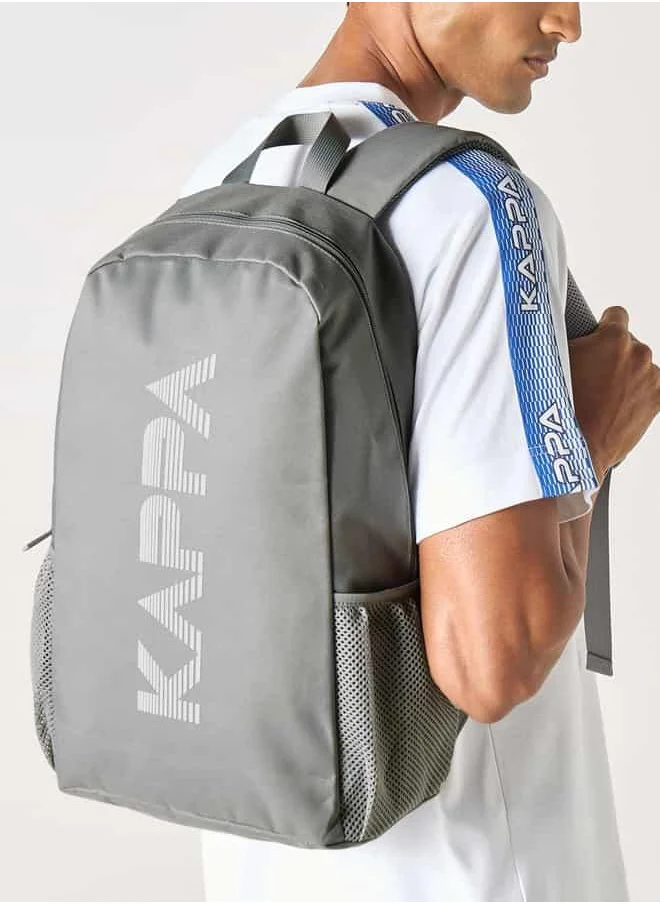 Kappa Kappa Logo Print Backpack with Adjustable Shoulder Straps