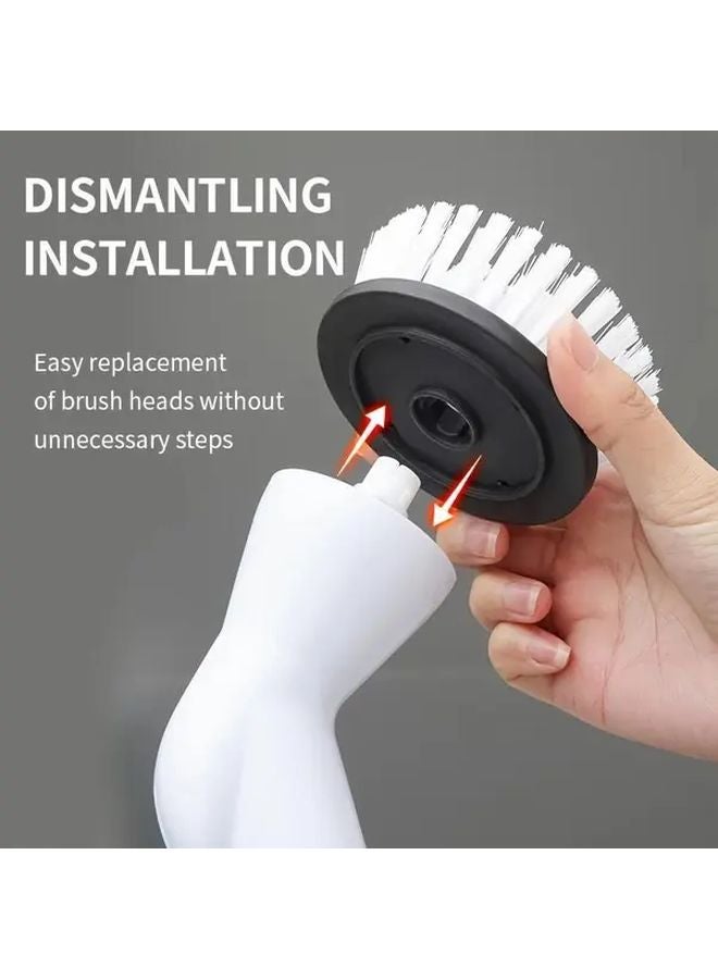 المنظف الكهربائي الأبيض الدوار 5 في 1 بشاحن USB قابل للتمديد مع مقبض قابل للتمديد و5 رؤوس فرش - Image 4
