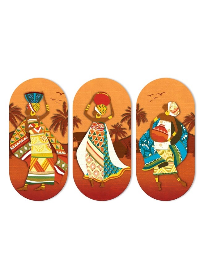 Artvibes African Women Dancing Wooden Wall Hanger for Home | Office | Living Room | Gift | Modern Decoration Items | Kitchen Wall Decor | Artworks (WH_9009N), Set of 3 - Image 5