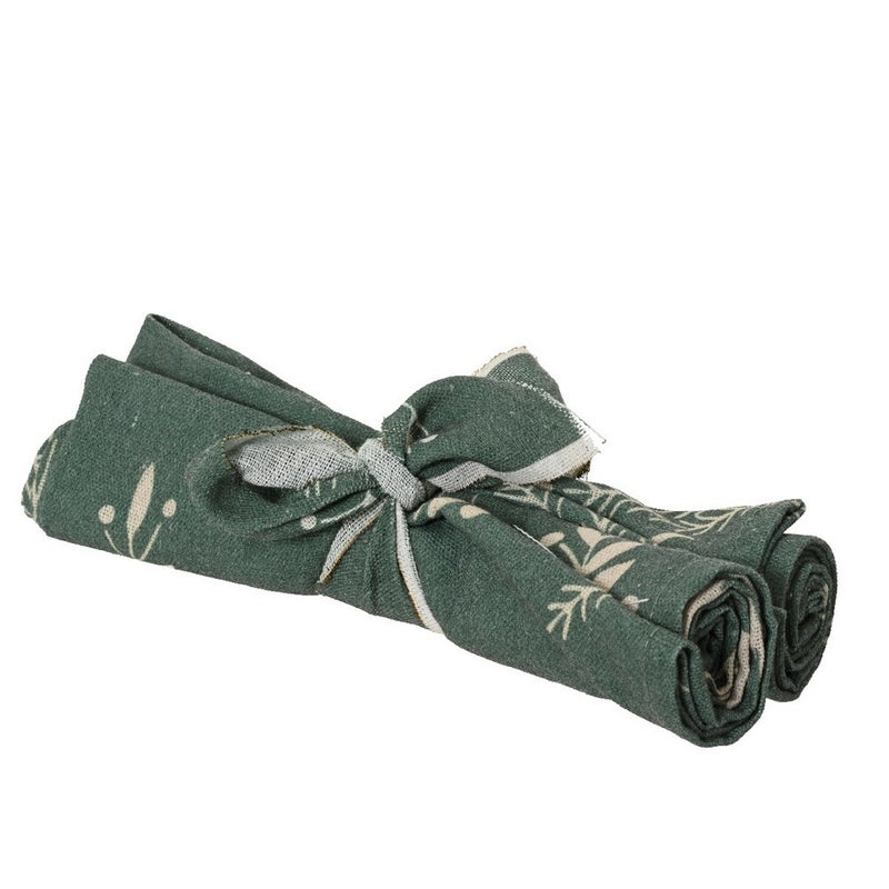 مناديل كامينغك - بوليستر قطن بنمط نباتي مطبوع، أقمشة مائدة عيد الميلاد، ملحقات تناول الطعام الاحتفالية، لمسة ديكور منزلية موسمية