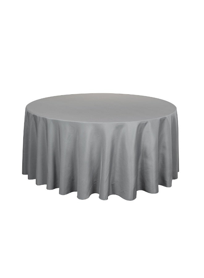 Restaurantware Table Tek 120 Inch Table Covers, 10 Round Wedding Tablecloths - Washable, Wrinkle-Free, Gray Polyester Banquet Tablecloths, Hemmed, For Parties, Holidays, or Buffets  - Image 1