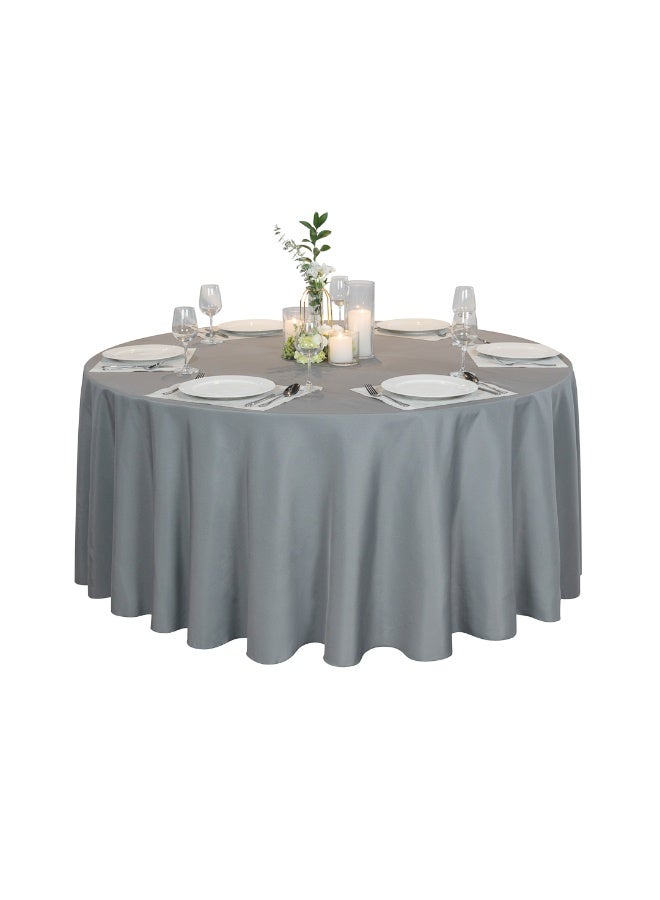 Restaurantware Table Tek 120 Inch Table Covers, 10 Round Wedding Tablecloths - Washable, Wrinkle-Free, Gray Polyester Banquet Tablecloths, Hemmed, For Parties, Holidays, or Buffets  - Image 2