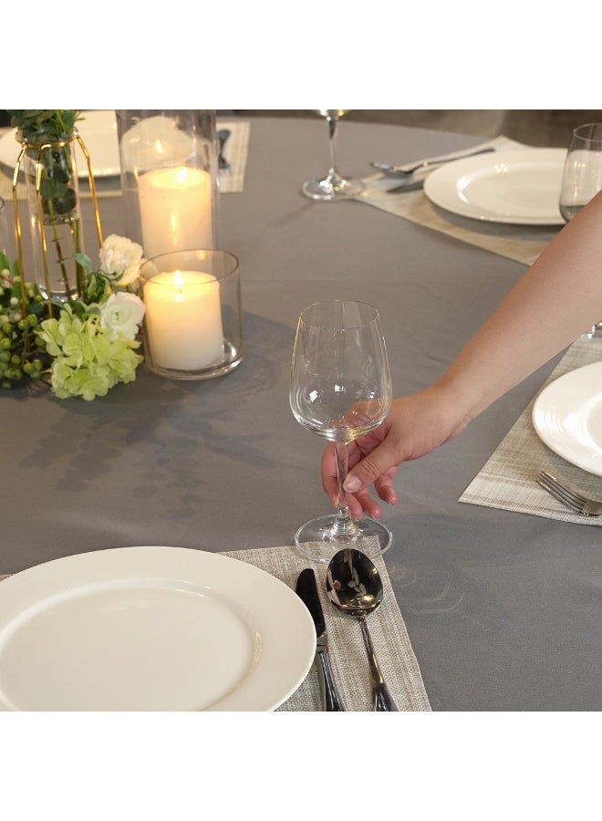 Restaurantware Table Tek 120 Inch Table Covers, 10 Round Wedding Tablecloths - Washable, Wrinkle-Free, Gray Polyester Banquet Tablecloths, Hemmed, For Parties, Holidays, or Buffets  - Image 4