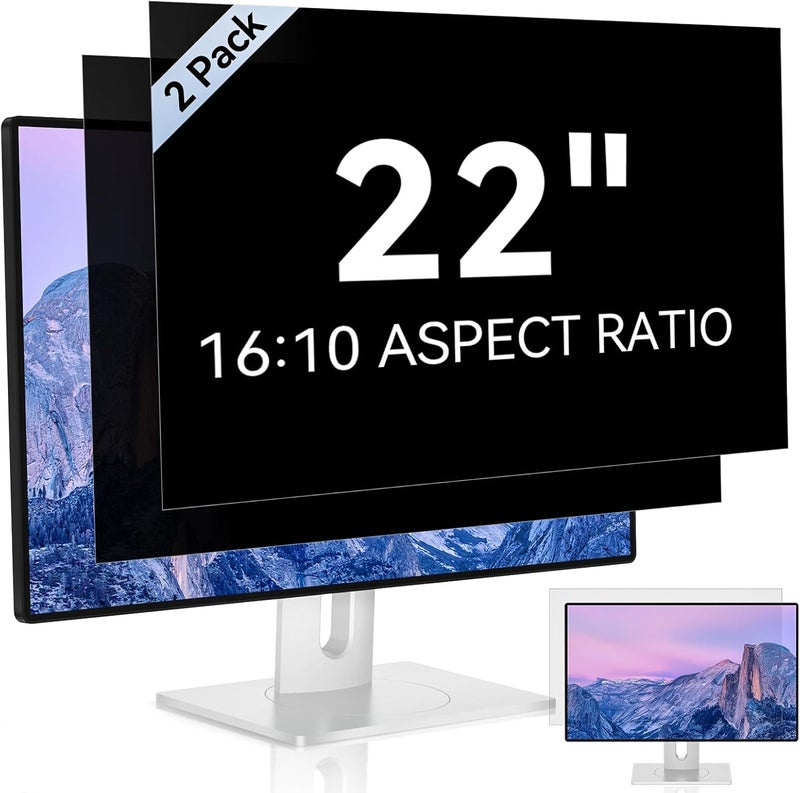 Mamol [2 Pack] 22 Inch Computer Privacy Screen for 16:10 Aspect Ratio Widescreen Monitor, Eye Protection Anti Glare Blue Light Computer Monitor Privacy Filter, Removable Anti-Scratch 22in Protector Film - Image 1