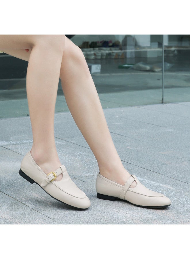 Goldlion Counter Same Style, Elegant Lamb Leather Mary Jane Commuter Shoes, Jk Uniform Shoes, Versatile Women's Flats, Little Leather Shoes - Image 2