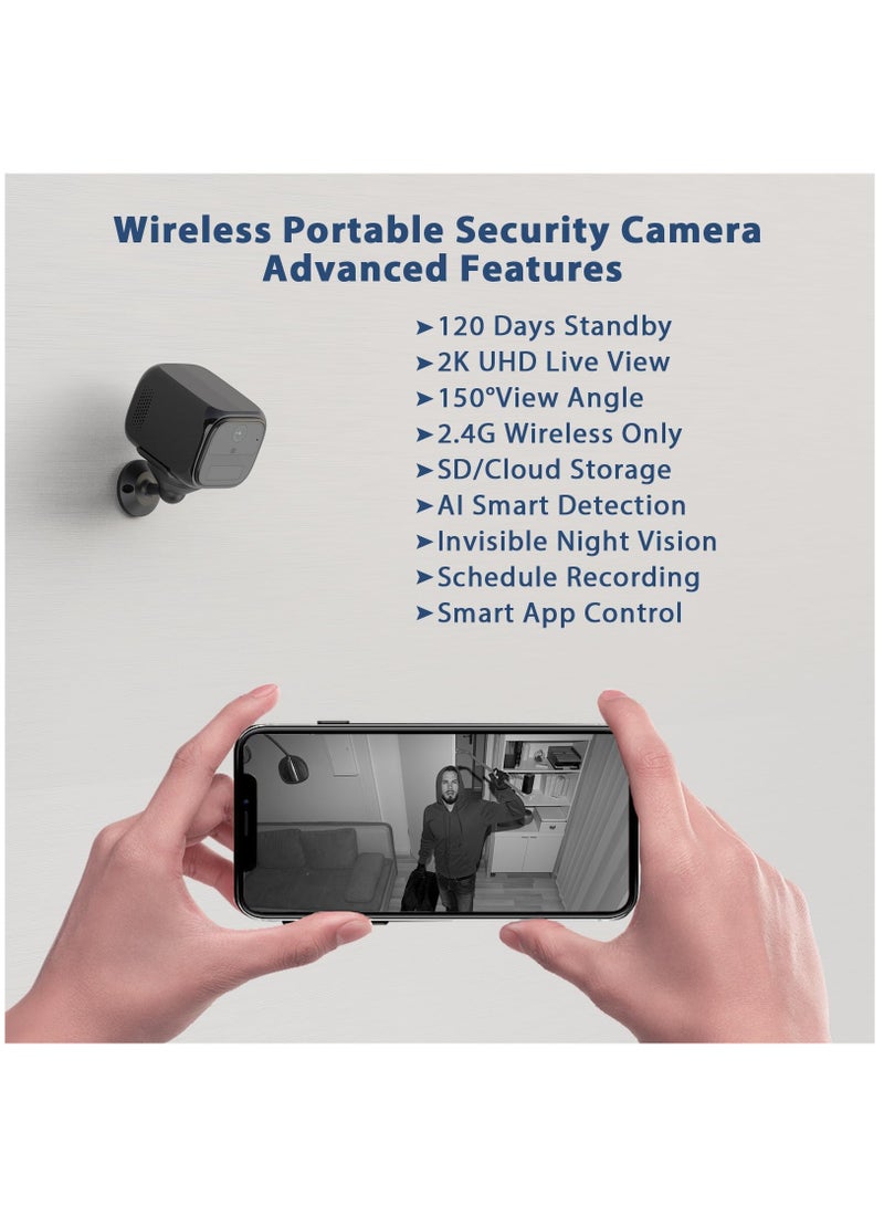 Excefore Mini Camera Wireless, Small Security Cameras Wireless Indoor, Cameras for Home Security, Nanny Camera WiFi,150° View,120 Days Standby Battery, Motion Alert, Night Vision,2K Live View,SD/Cloud  - Image 2