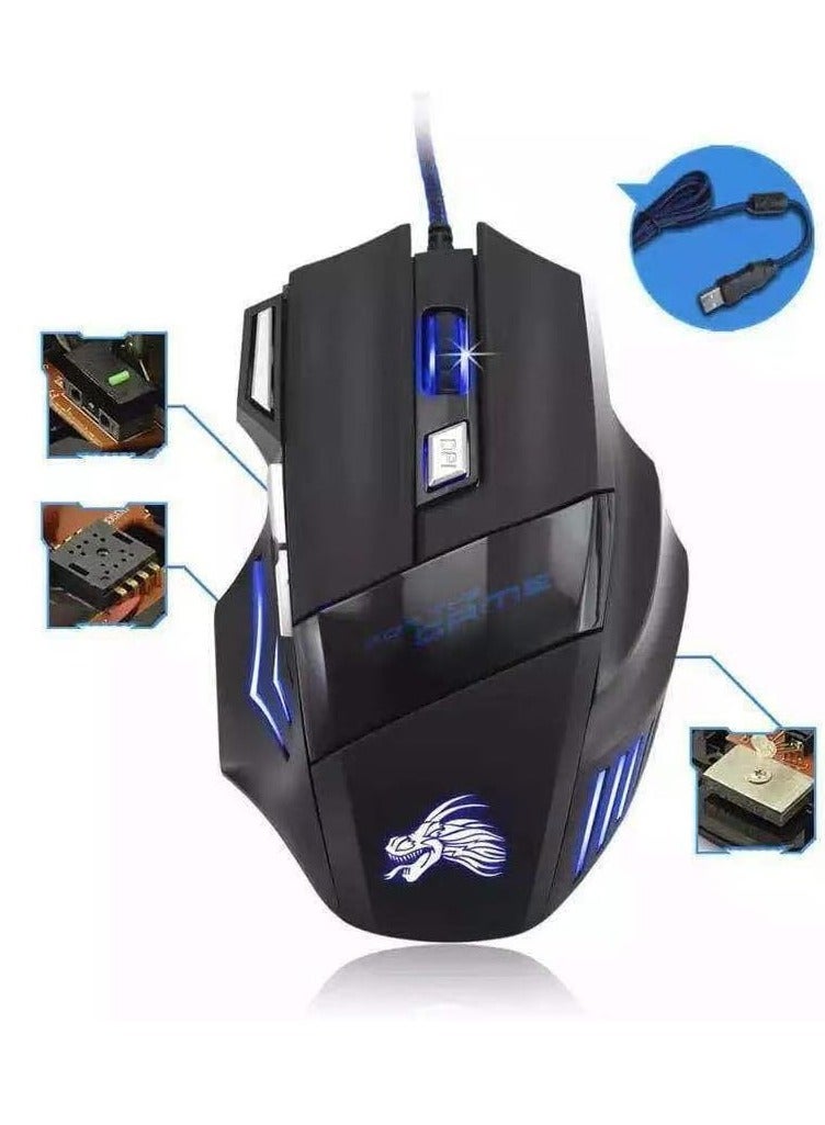 Gaming Mouse 7 on USB Wired LED Breathing Fire on 3200 DPI Laptop PC - Image 2