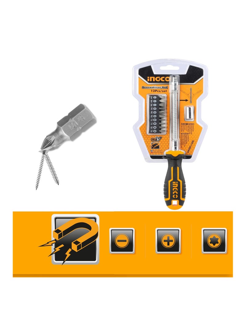 Ingco MALFAH ENTERPRISES 12 Pcs Flexible Shaft Screwdriver Set - AKSDFL1208 - Image 5