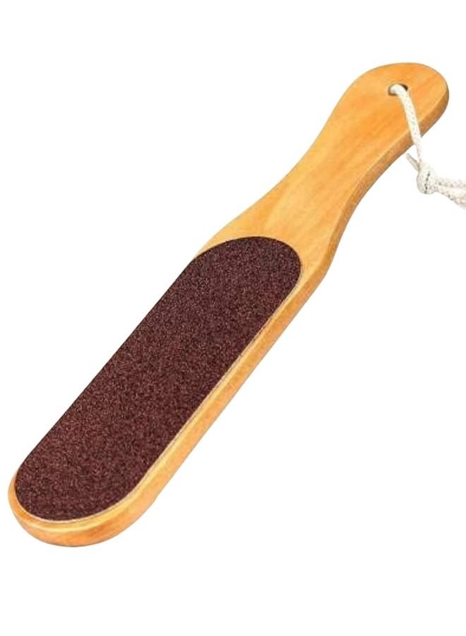 Double Sided Foot Scrubber With Wooden Handle Brown - Image 1