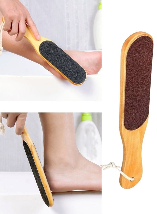 Double Sided Foot Scrubber With Wooden Handle Brown - Image 2
