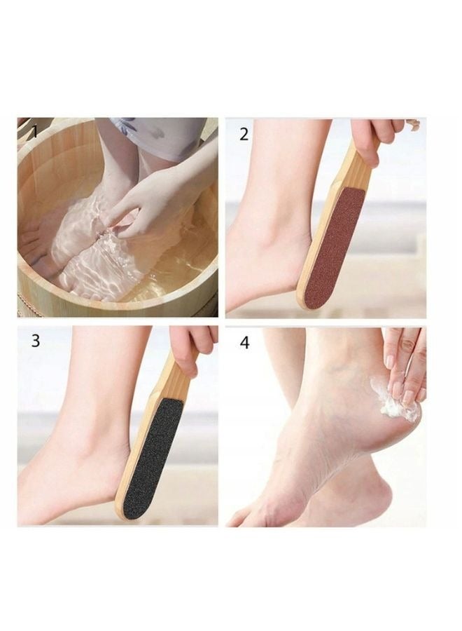 Double Sided Foot Scrubber With Wooden Handle Brown - Image 3