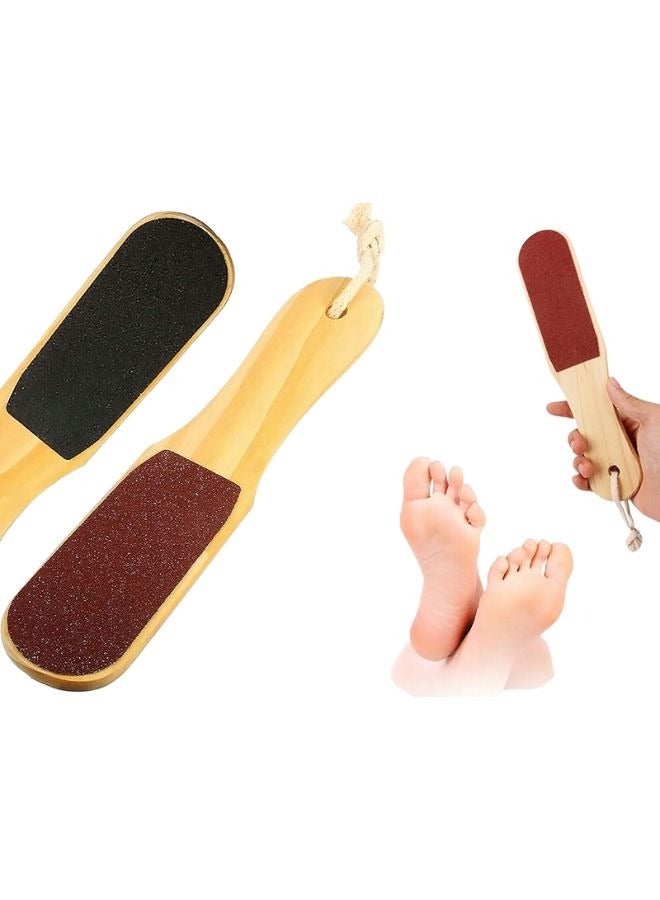 Double Sided Foot Scrubber With Wooden Handle Brown - Image 4
