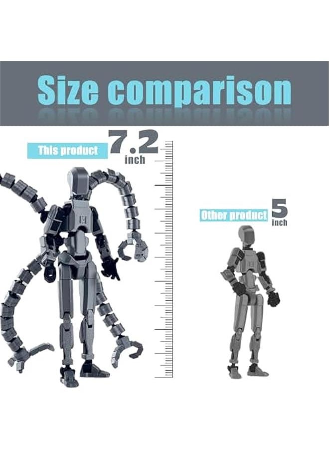 Assembly Completed T13 Action Figure 3D Printed Multi-Jointed Movable T 13 Lucky 13 Dummy 13 Nova 13 Robot 13 Action Figure Desktop Decorations for Game Lovers (Grey, 7.2 Inch)