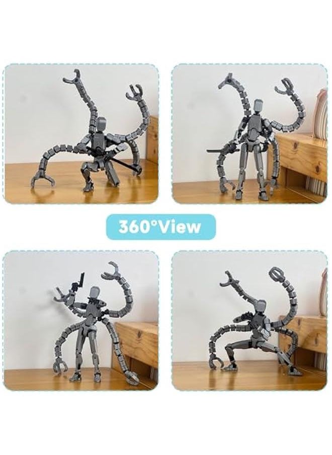 Assembly Completed T13 Action Figure 3D Printed Multi-Jointed Movable T 13 Lucky 13 Dummy 13 Nova 13 Robot 13 Action Figure Desktop Decorations for Game Lovers (Grey, 7.2 Inch)
