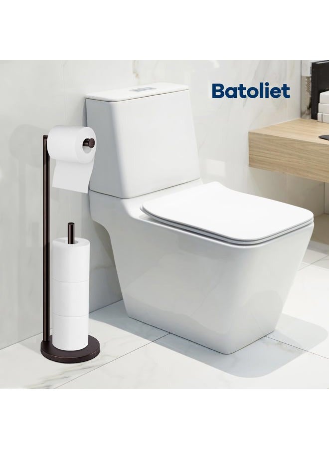 Batoliet Toilet Paper Holder Stand,Toilet Paper Holder Free Standing,Bronze Toilet Paper Roll Holder for 4 Rolls,Bathroom Toilet Paper Holder with Storage - Image 4