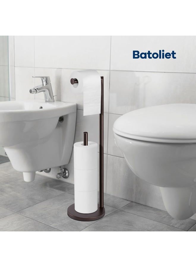 Batoliet Toilet Paper Holder Stand,Toilet Paper Holder Free Standing,Bronze Toilet Paper Roll Holder for 4 Rolls,Bathroom Toilet Paper Holder with Storage - Image 5