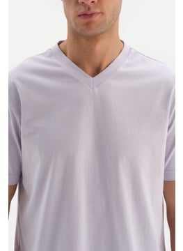 dagi Lilac V Neck Basic Supima T-Shirt  - Image 3