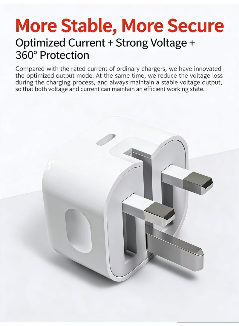 general 20W Wall Charger Fast Charging Adapter – USB-C Wall Plug Quick Charge – Compatible with iPhone 17/16/15/14 Max/13/12/SE2020/11/XR/XS Max/X/iPad - Image 3