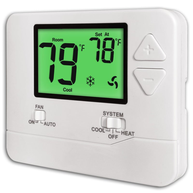 Heagstat NonProgrammable Thermostats for Home Conventional SingleStage Systems up to 1 Heat 1 Cool with Green Backlight