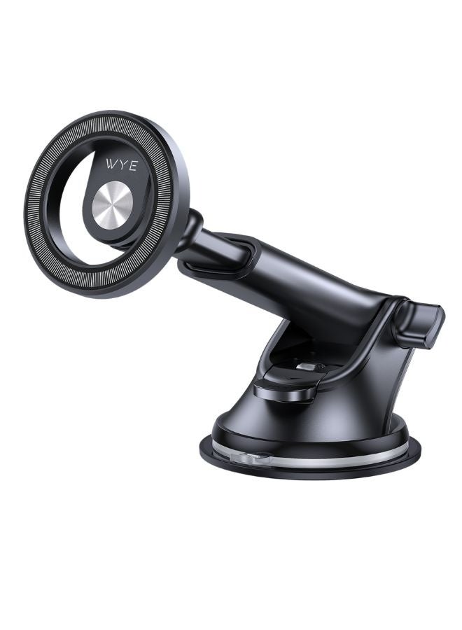 WYE In-Car Magnetic Phone Holder | Dashboard & Windshield Car Mount | Strong Magnetic Grip | 360° Rotating Phone Holder | Adjustable Viewing Angle | Universal Smartphone Compatibility | Secure Suction Base | Black - Image 2