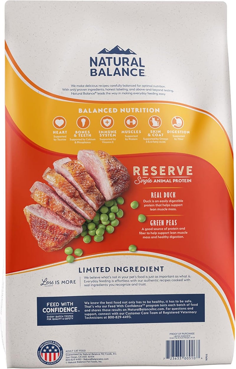 Natural Balance L.I.D. Limited Ingredient Diets Dry Cat Food - Duck & Green Pea Recipe for Cats - Image 2