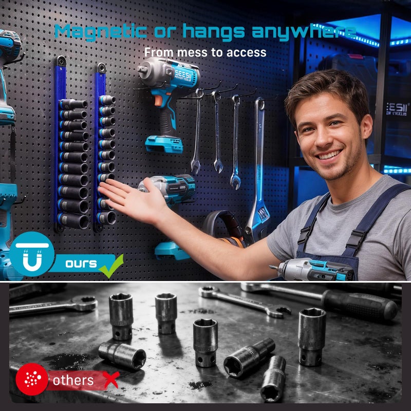SEESII CR-MO 1/2" Drive Impact Socket Set with Magnetic Organizer, 11pc Deep Metric (10-24mm), 6-Point for Impact Wrench & Ratchet, Professional for Lug Nut, Wheel & Suspension Repair - Image 2