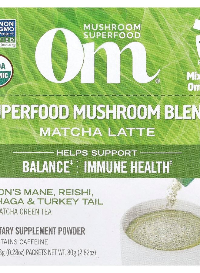 Om Mushrooms Superfood Mushroom Blend Matcha Latte 10 Packets 0.28 oz (8 g) Each