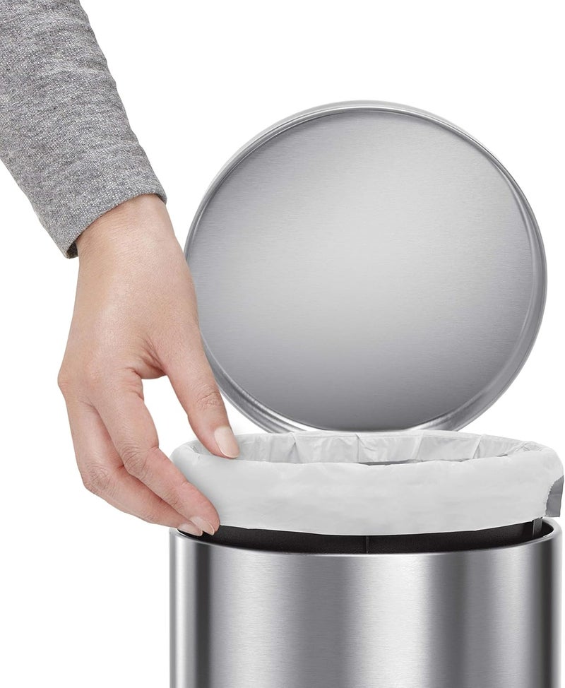 Simple Human 4.5 Liter / 1.2 Gallon Round Bathroom Step Trash Can, Brushed Stainless Steel - Image 4