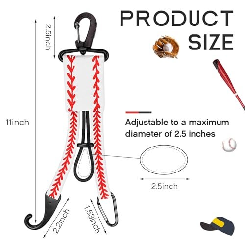 Deekin 10 Pcs Baseball Softball Gear Hanger 3 in 1 Dugout Organizer Bat Holder with Glove Clip and Helmet Hook for Fence Bag Water Bottle Hiking Camping Baseball - Image 3