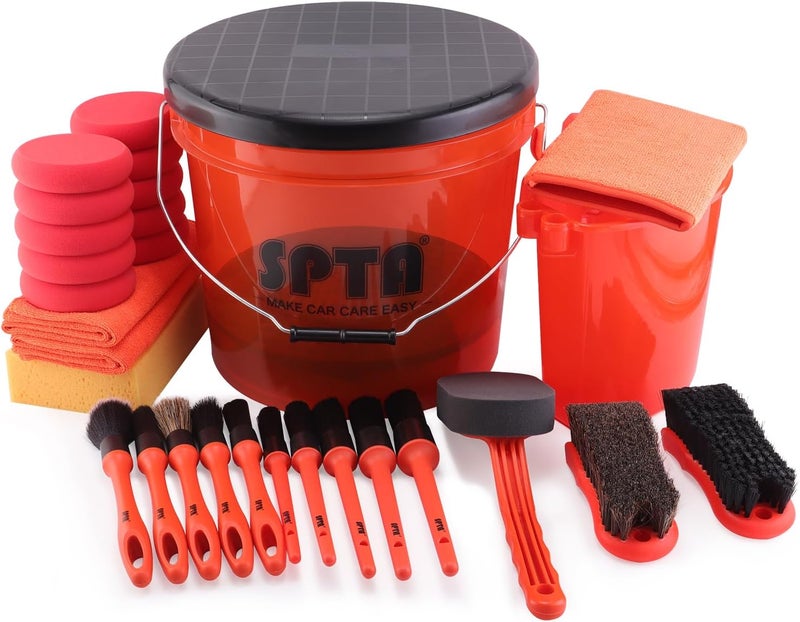 SPTA 29Pcs Car Wash Bucket Set - 15L Scratch Free Detailing Kit with Wash Mitt, Sponges, and Brushes - Image 1