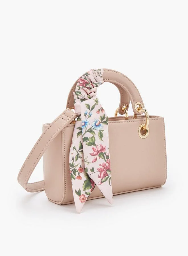 Flora Bella By Shoexpress blush Textured Crossbody Bag With Scarf Accent for Women | Best Price UAE