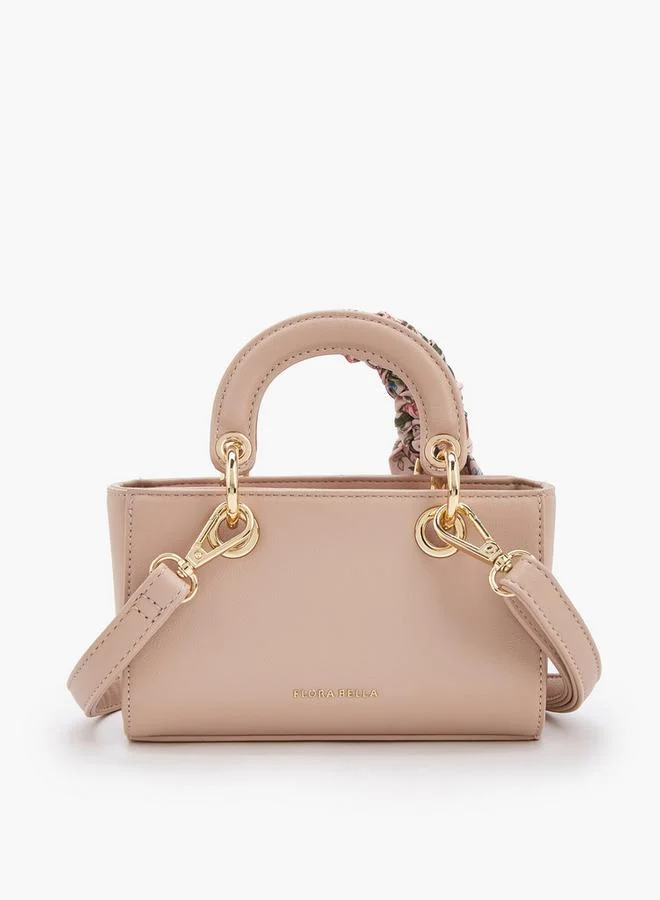 Flora Bella By Shoexpress blush Textured Crossbody Bag With Scarf Accent for Women | Best Price UAE
