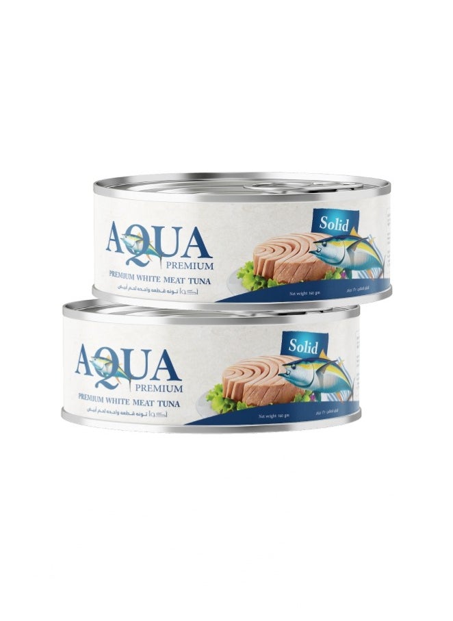 AQUA PREMIUM Solid Tuna Light Meat easy open 160grams Pack of 2 