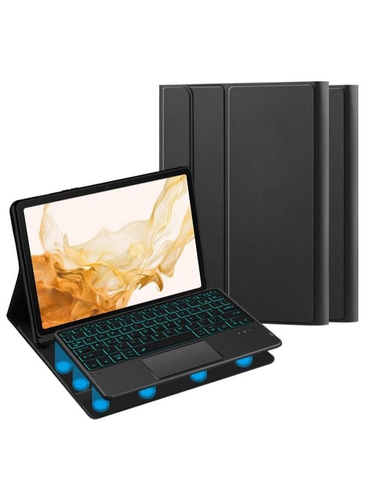 Arabic and English Keyboard Is Compatible with Samsung Galaxy Tab S9 11inch Keyboard Case - Touchpad Detachable Keyboard with Ultra-thin Leather Stand with S Pen Holder
