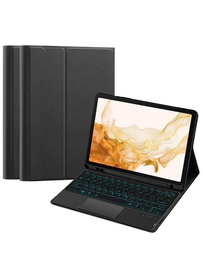 Arabic and English Keyboard Is Compatible with Samsung Galaxy Tab S9 11inch Keyboard Case - Touchpad Detachable Keyboard with Ultra-thin Leather Stand with S Pen Holder